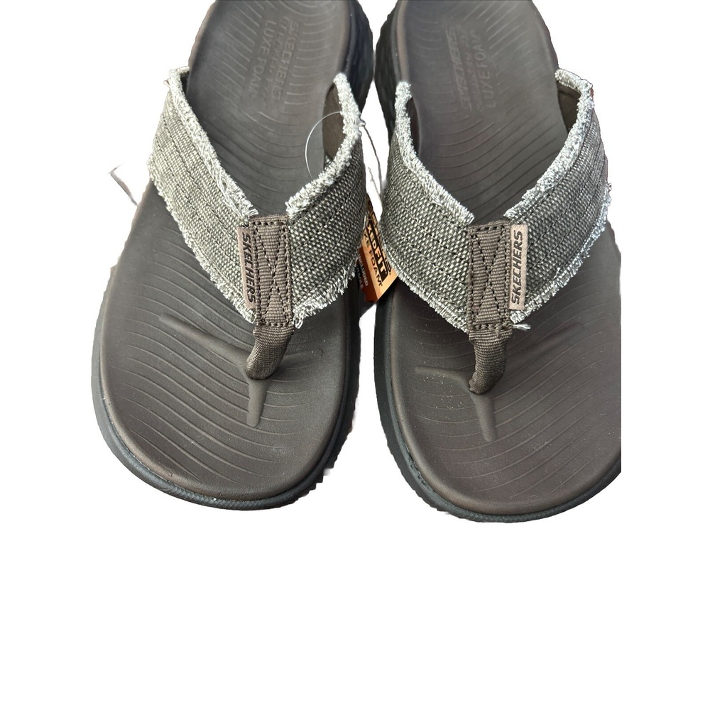 Skechers Relaxed Fit With Luxe Foam Flip Flops Brown 205225/CHOC Men Size 8 - Picture 3 of 7
